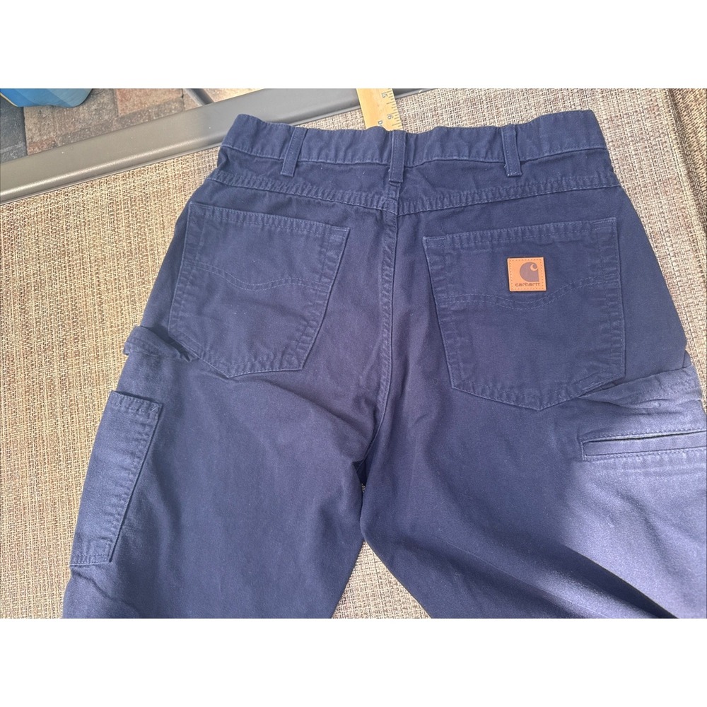 Carhartt B159 Loose Fit Cargo Work Pants Navy Men's 32x34 100% Cotton - Picture 3 of 4
